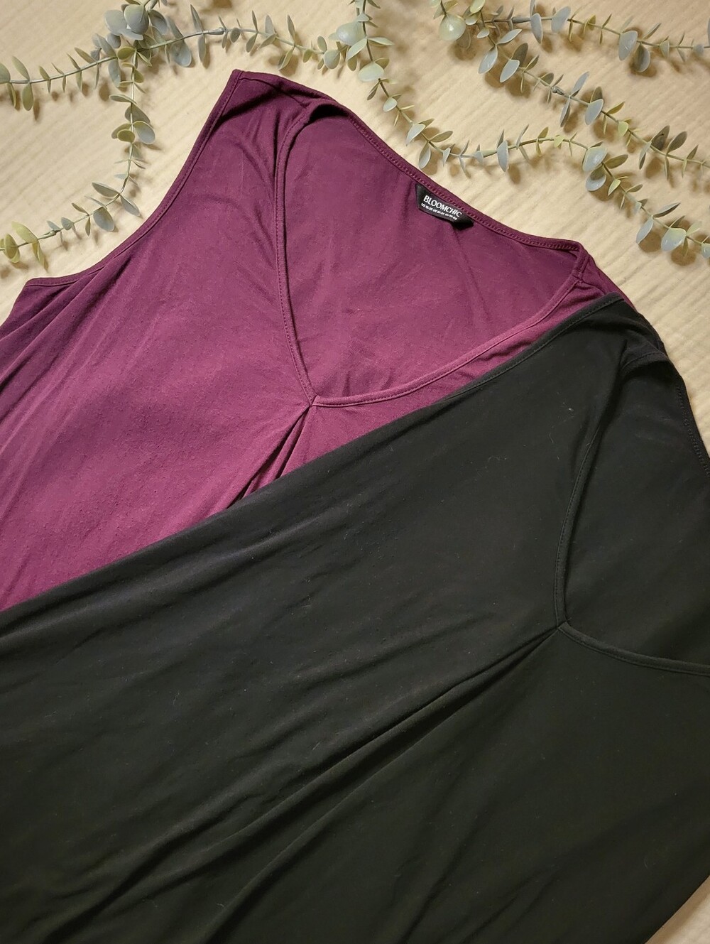BloomChic Sleeveless Top in Plum & Black Trim